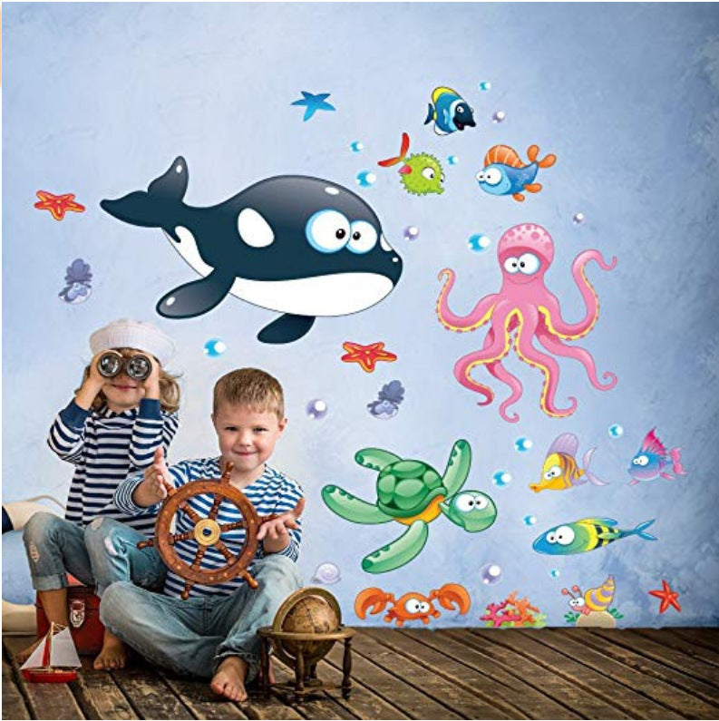 Cartoon Underwater World Fish Wall Stickers - Dive into a Fun and Colorful Space!