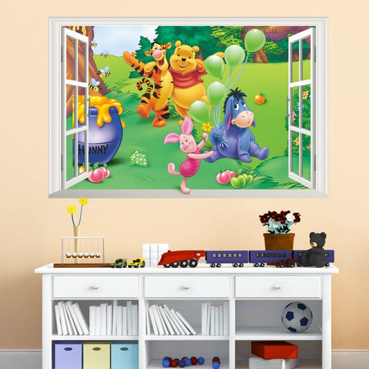 Large Winnie the Pooh & Friends Cartoon Wall Sticker – Adorable Room Décor