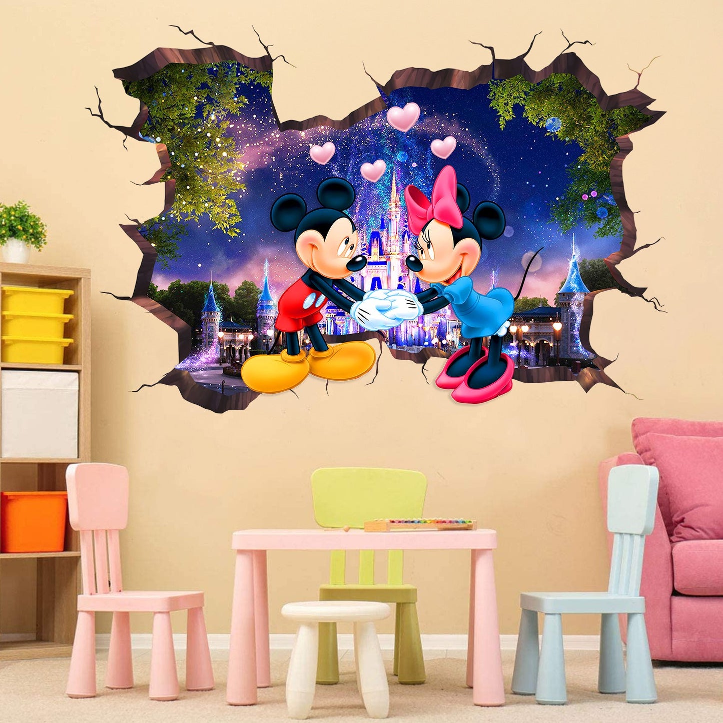 Minnie &amp; Mickey Cartoon Wall Stickers - Add Whimsy and Charm to Your Child’s Space!