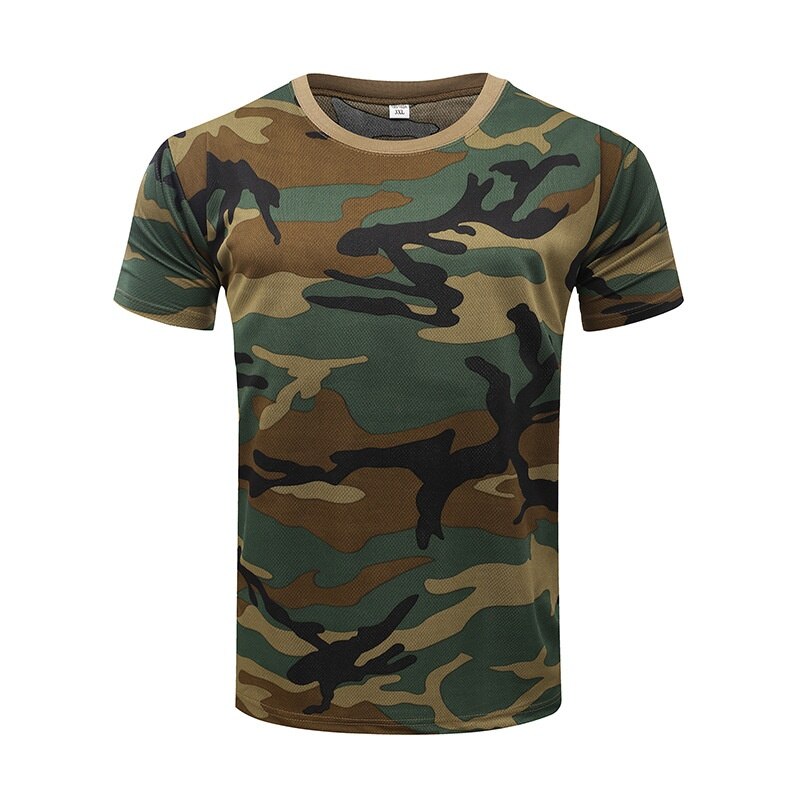 Camouflage Tactical Shirt Short Sleeve Men's Quick Dry Combat T-Shirt Military Army T Shirt Camo Outdoor Hiking Hunting Shirts