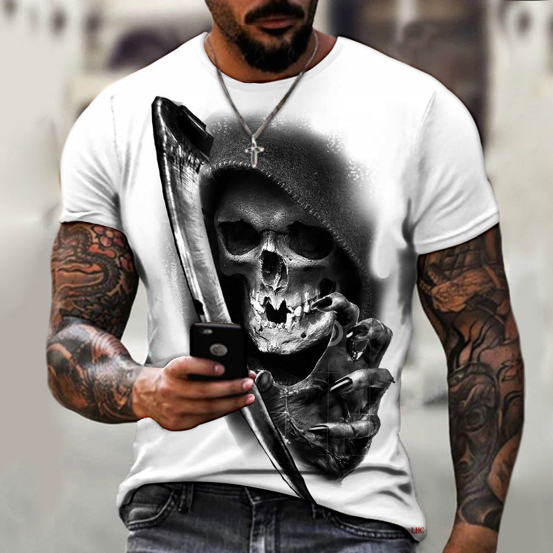 Summer Horror Skull 3D Digital Print T-Shirt