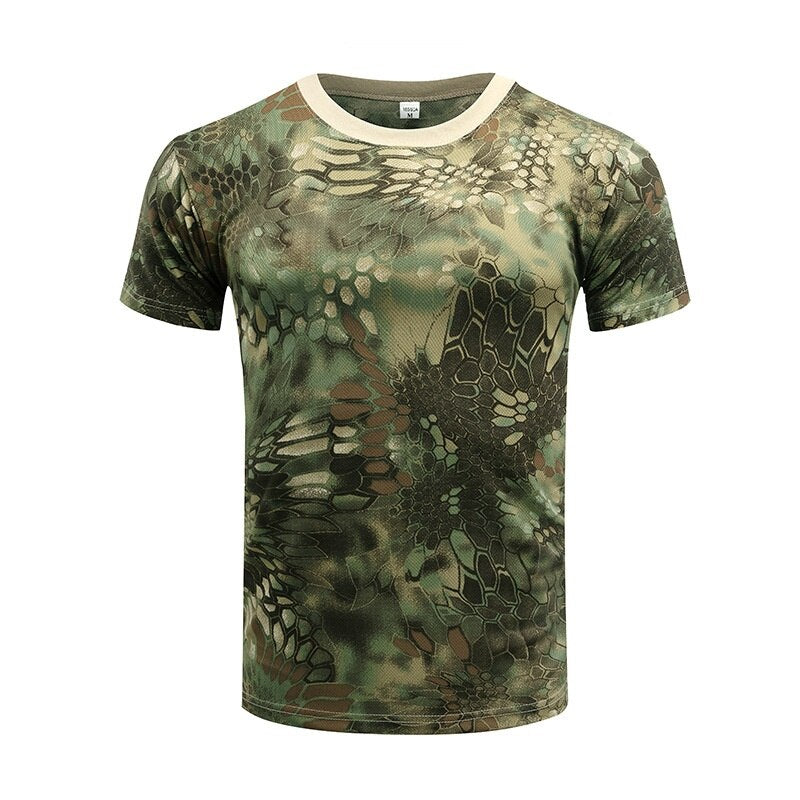 Camouflage Tactical Shirt Short Sleeve Men's Quick Dry Combat T-Shirt Military Army T Shirt Camo Outdoor Hiking Hunting Shirts