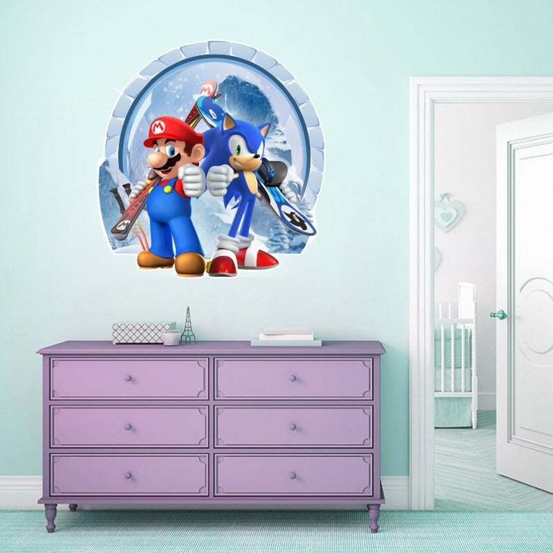 Sonic & Mario Cartoon Wall Stickers - Bring Gaming Heroes to Your Child’s Room!