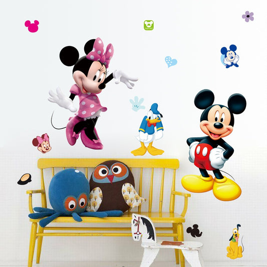 Large Mickey & Minnie 3D Wall Sticker - Bring Disney Magic to Your Child’s Room!