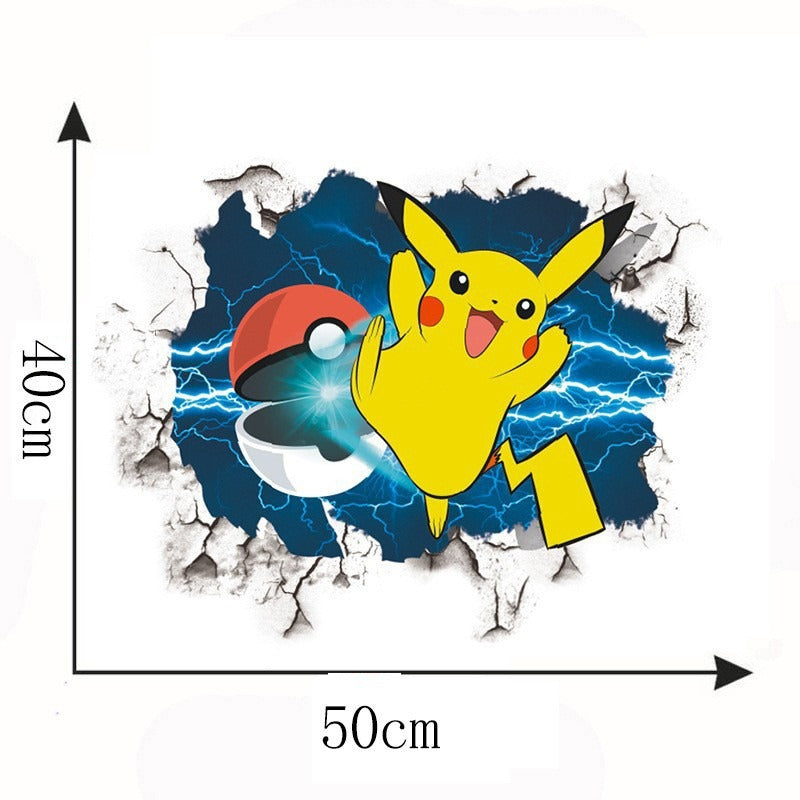 Large 3D Pikachu Digimon Children Wall self-Adhesive Decal