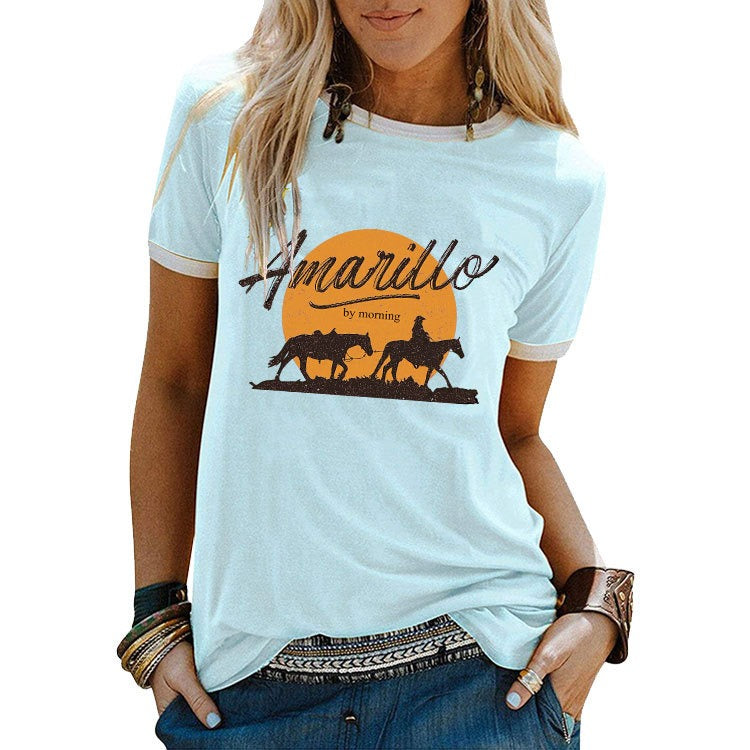 Amarillo Retro Women's Fashion T-Shirt – Country Charm with a Vintage Flair