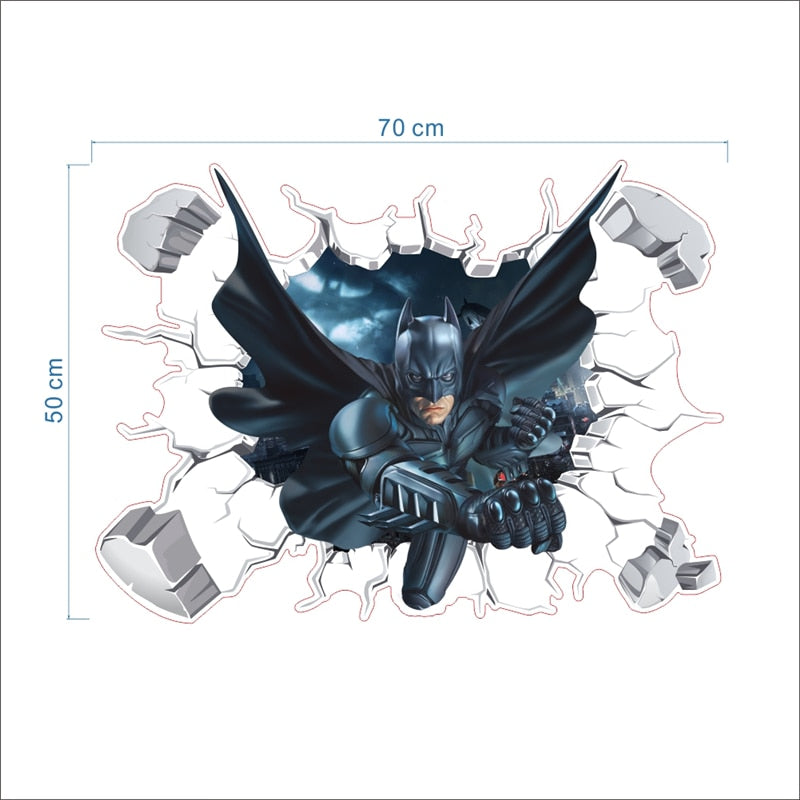 3D Broken Wall Batman Decorative Stickers - Turn Your Kid's Room into a Superhero Haven!