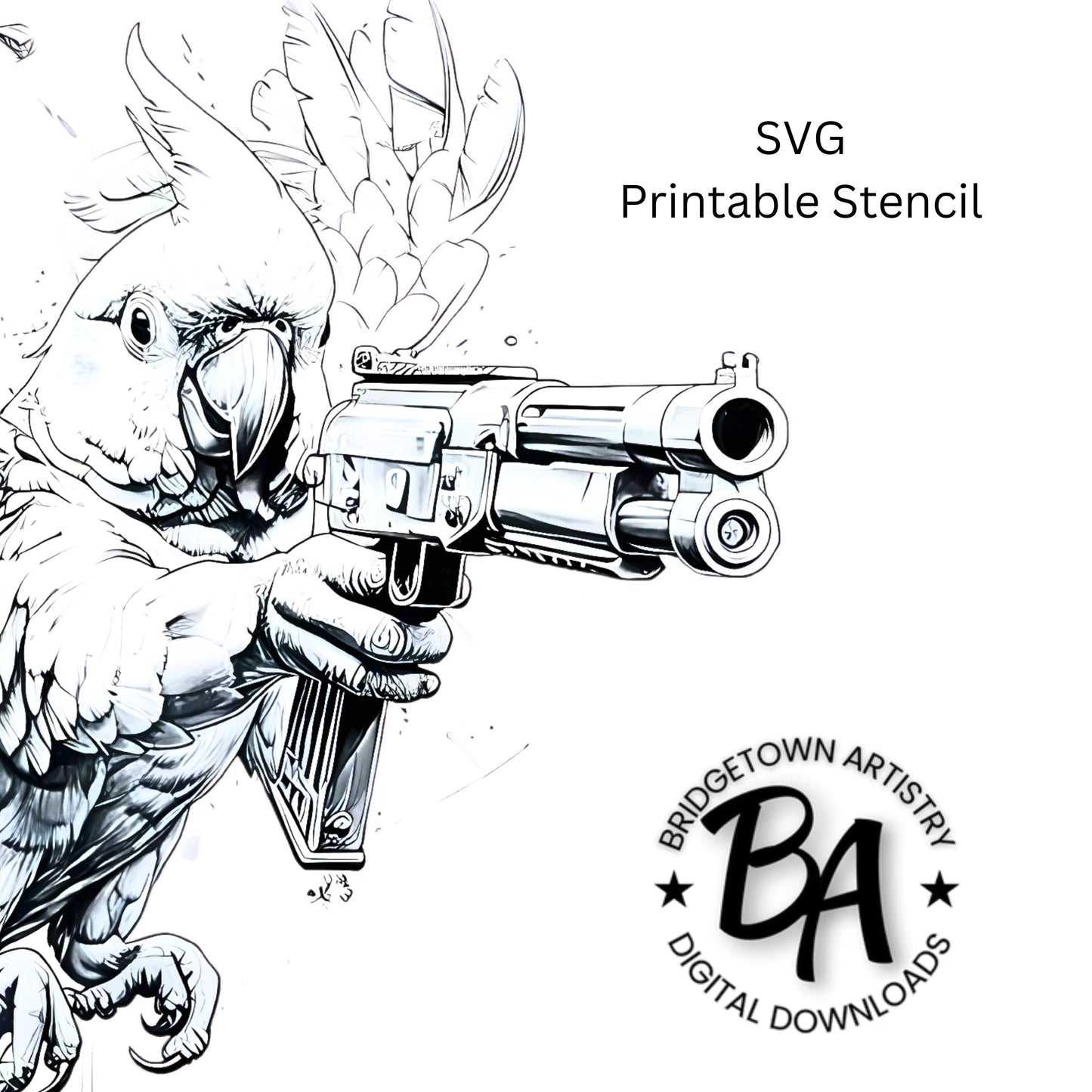 Cockatoo Gun Tattoo Design [ Digital Download ]