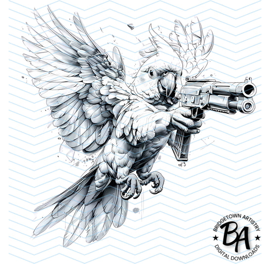 Cockatoo Gun Tattoo Design [ Digital Download ]