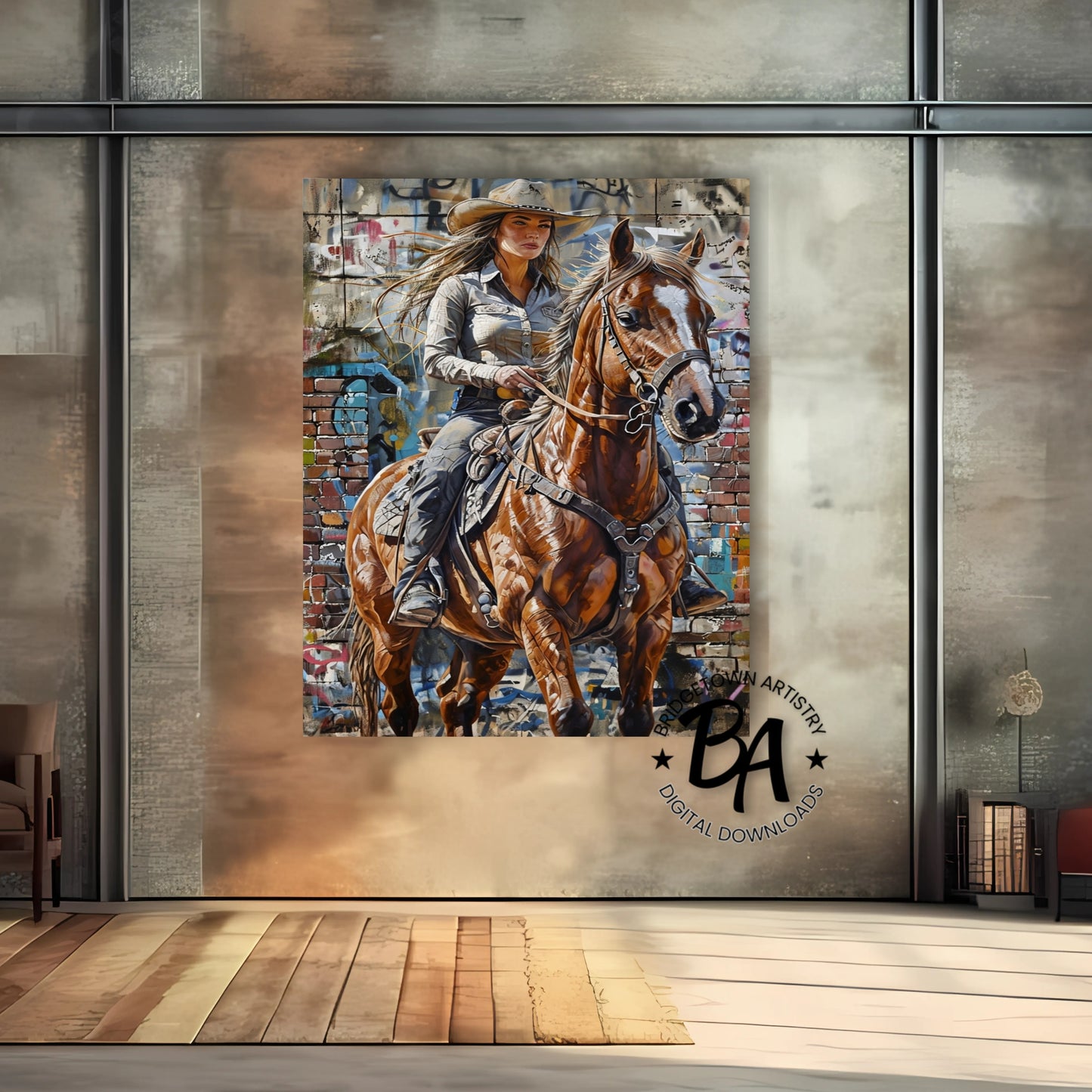 Cowgirl Graffiti Street Wall Art  [ Digital Download ]