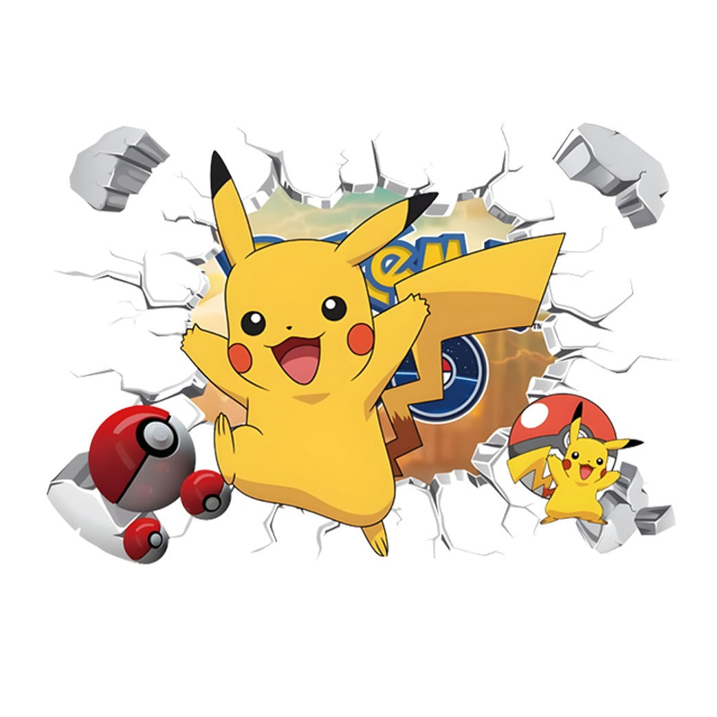 Large 3D Pikachu Digimon Children Wall self-Adhesive Decal