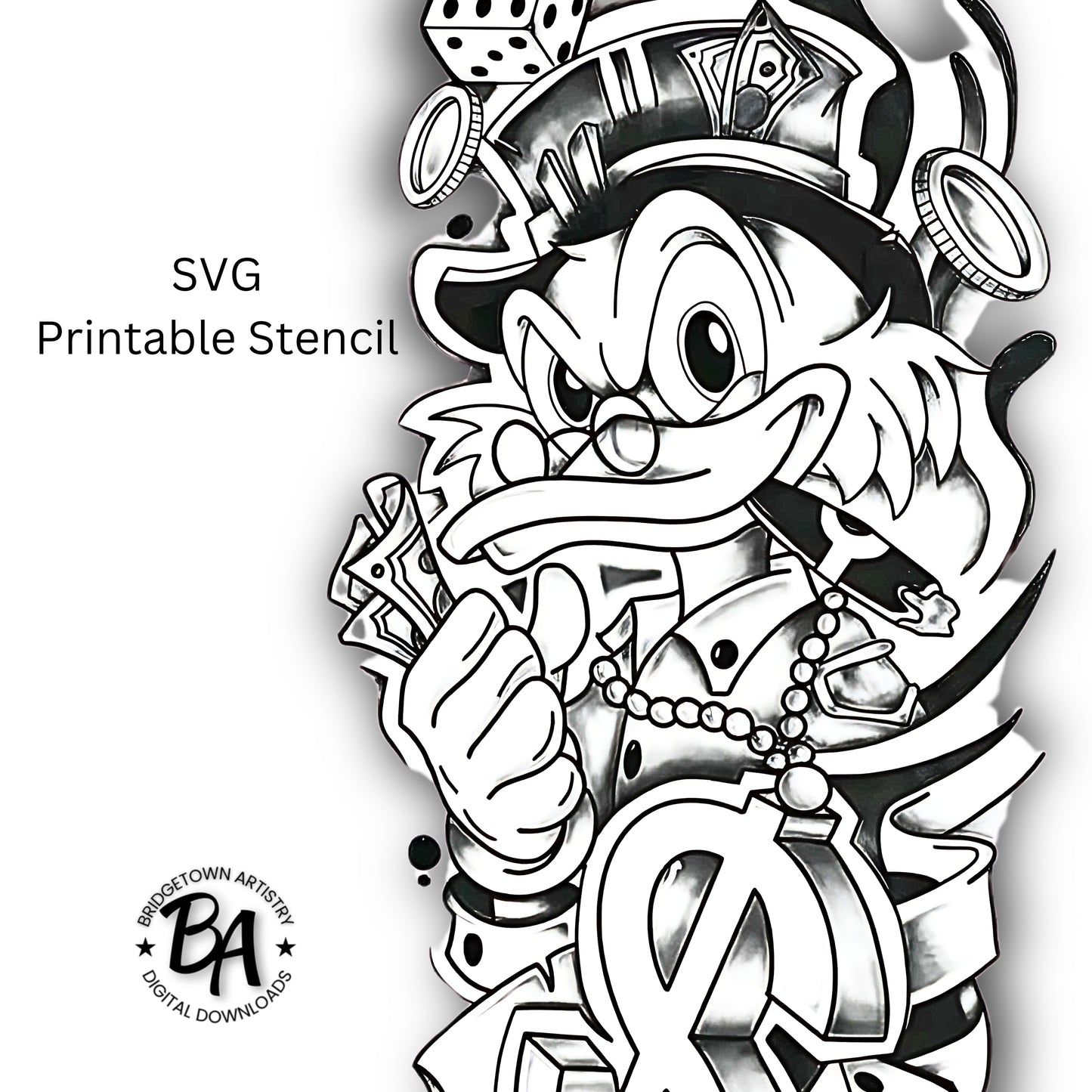 Donald Duck Money Tattoo Design [ Digital Download ]