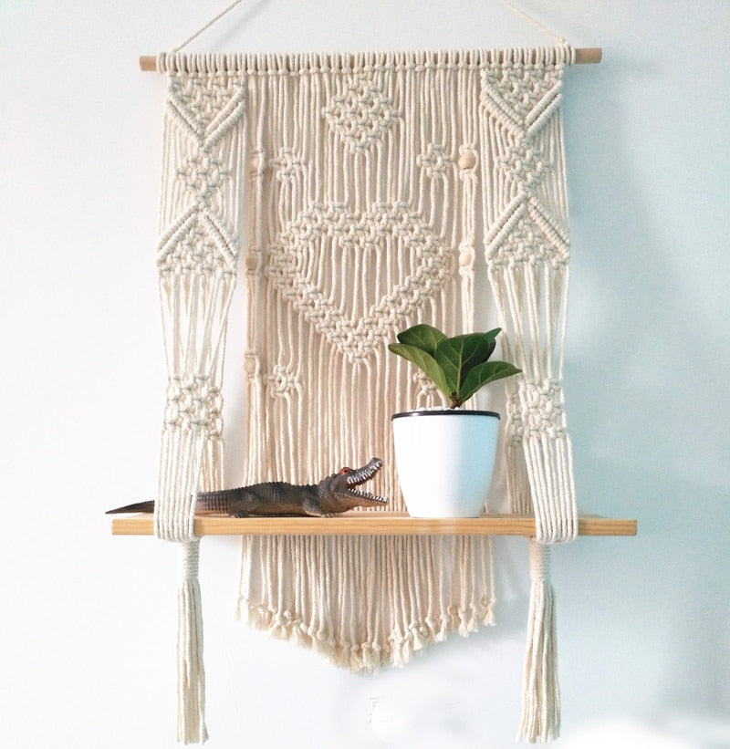 Macrame Plant Hanger with Shelf Rope Planter Pot  Holder Decor