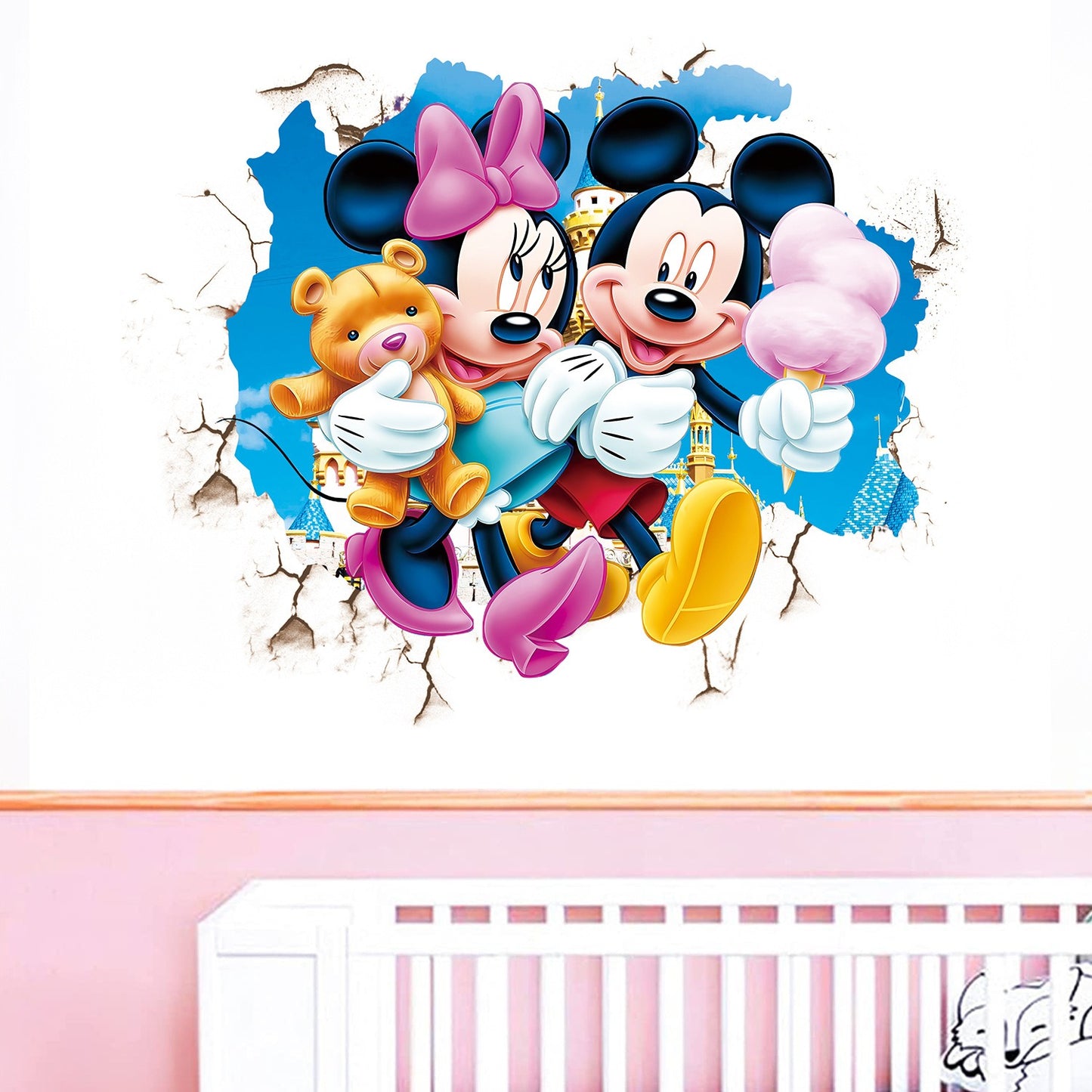 Minnie &amp; Mickey Cartoon Wall Stickers - Add Whimsy and Charm to Your Child’s Space!