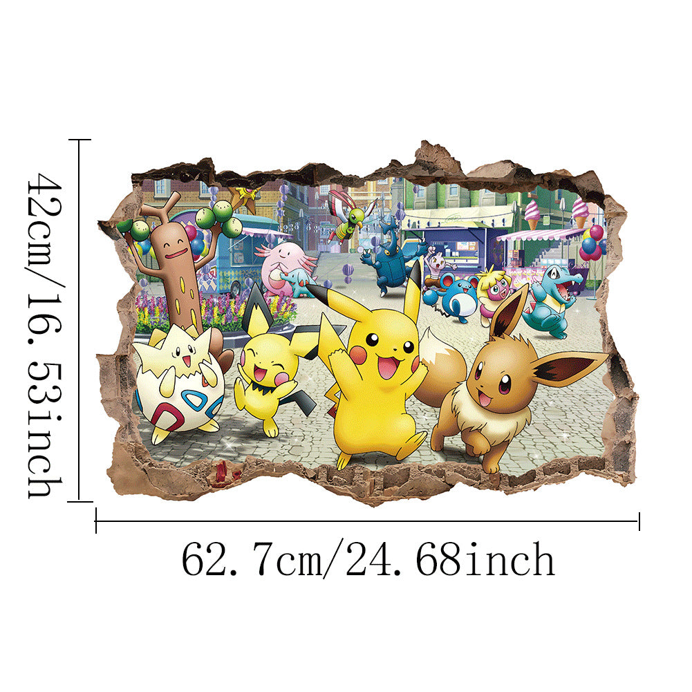 Large 3D Pikachu Digimon Children Wall self-Adhesive Decal