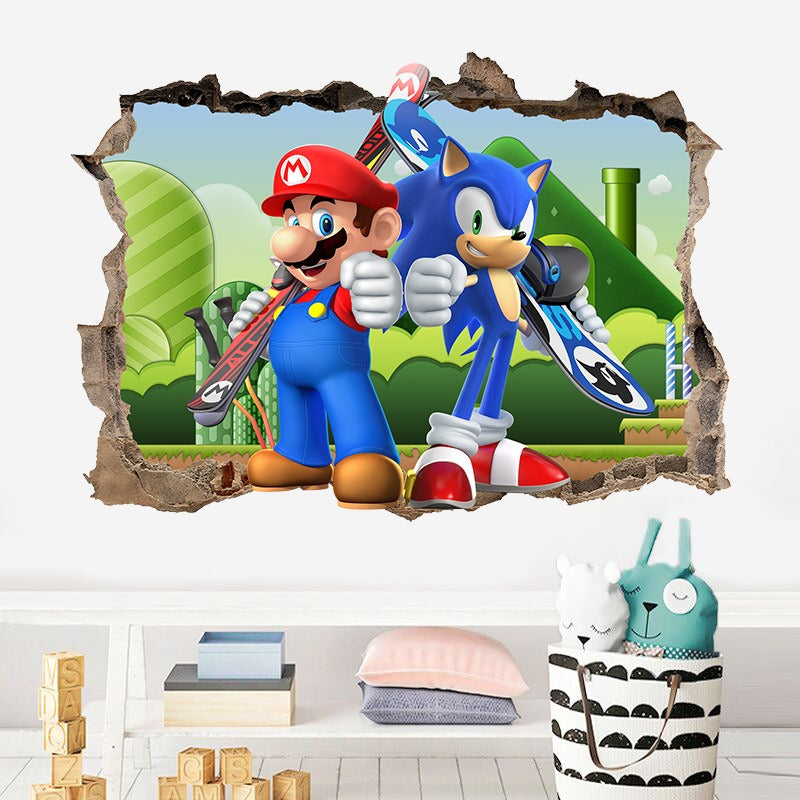 3D Super Mario Large Wall Stickers PVC 6 Different Styles To Choose From- Transform Your Space with Gaming Adventure!