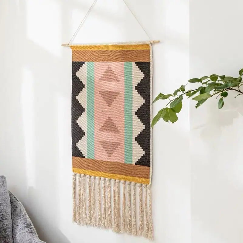 Macrame Wall Hanging Tapestry Cotton Linen Tassel Tapestry Hand Woven