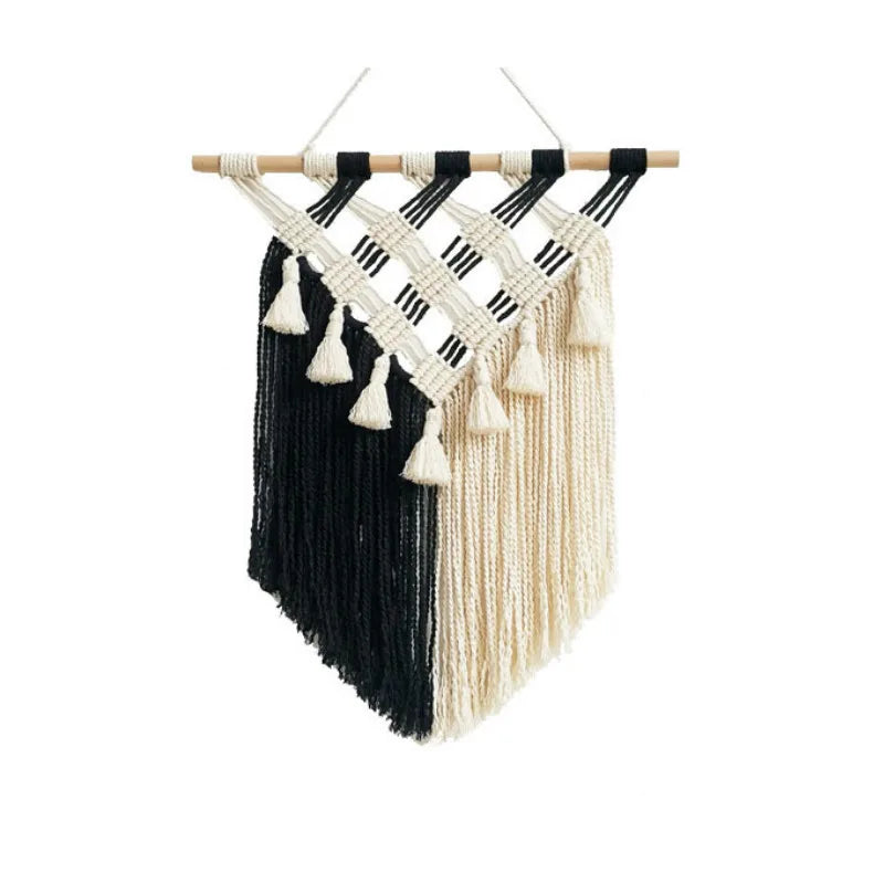 Hand-Woven Fringed Macrame Wall Tapestry – Boho Elegance for Your Space