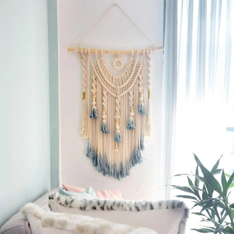 Large Macrame Dream Catcher Wall Hanging – Neutral Boho Elegance