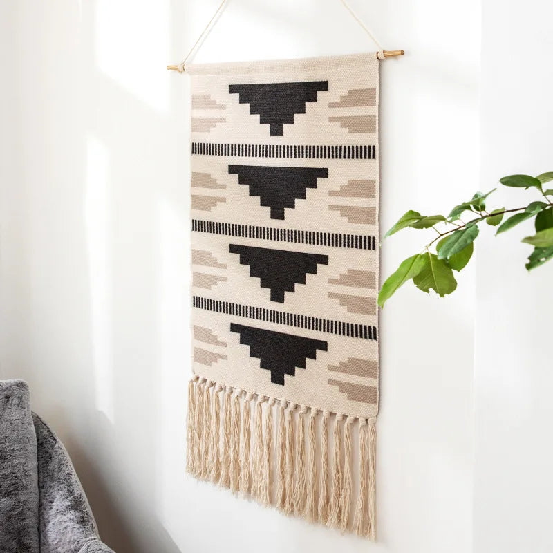 Macrame Wall Hanging Tapestry Cotton Linen Tassel Tapestry Hand Woven