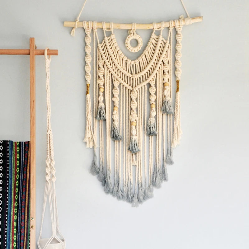 Large Macrame Dream Catcher Wall Hanging – Neutral Boho Elegance