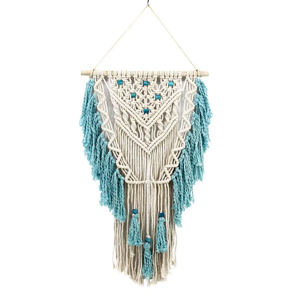 Blue Bohemian Macrame Wall Art – Handmade Tapestry