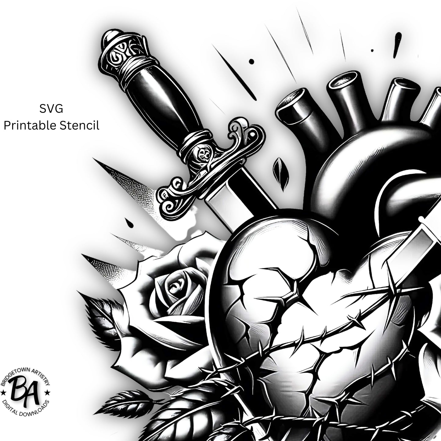 Heart & Dagger Neo-Traditional Tattoo Design [ Digital Download ]