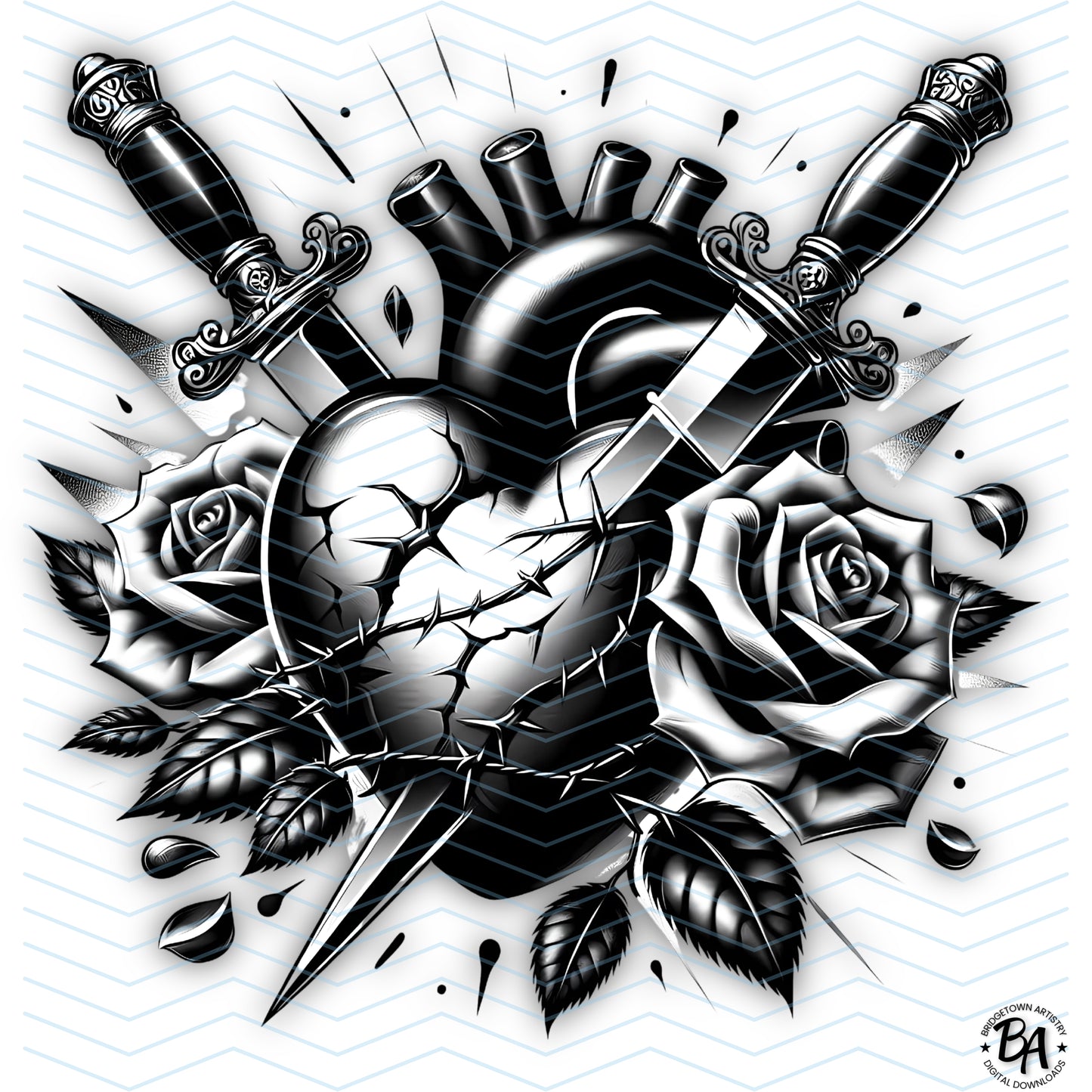 Heart & Dagger Neo-Traditional Tattoo Design [ Digital Download ]