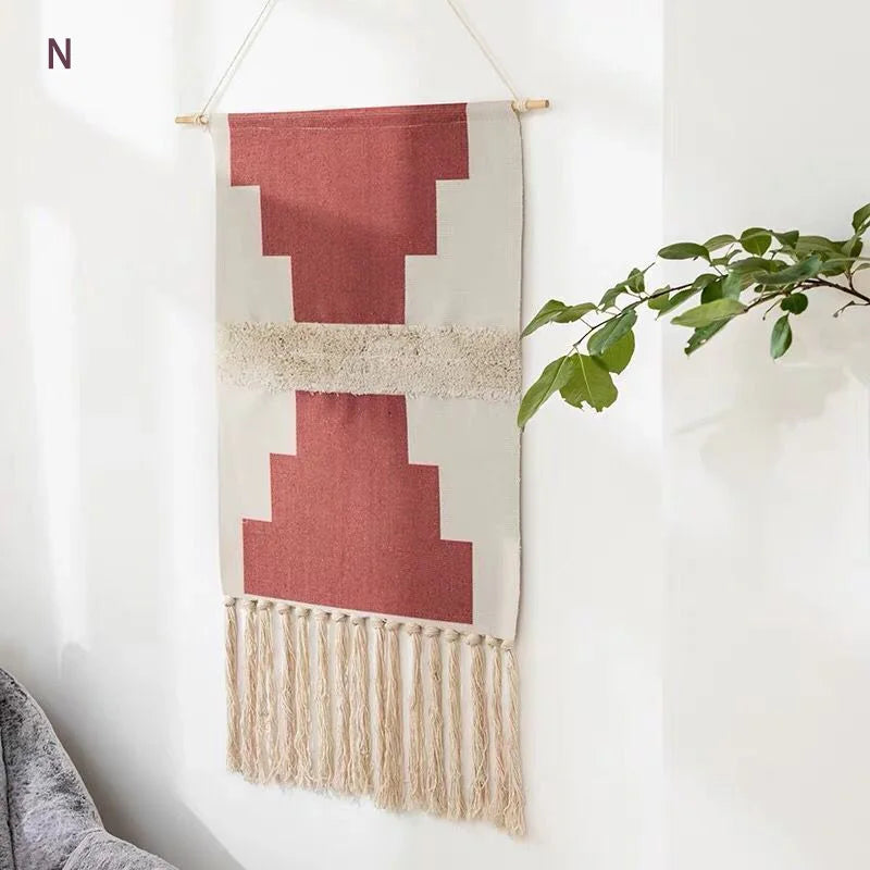 Macrame Wall Hanging Tapestry Cotton Linen Tassel Tapestry Hand Woven