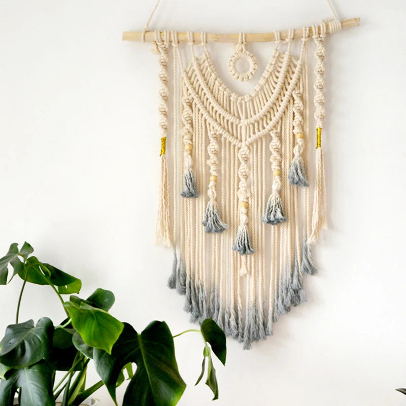 Large Macrame Dream Catcher Wall Hanging – Neutral Boho Elegance