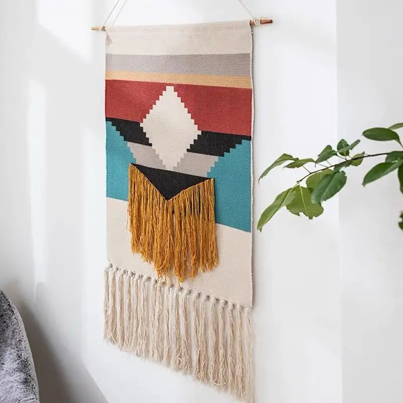 Macrame Wall Hanging Tapestry Cotton Linen Tassel Tapestry Hand Woven