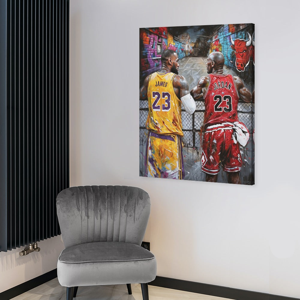 LeBron James & Michael Jordan Exclusive Framed Canvas – 18x24