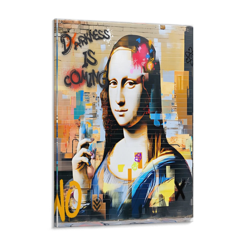 Mona Lisa Graffiti Street Art – Framed Canvas (18x24)