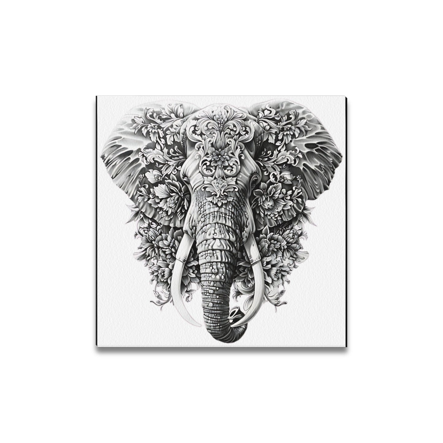 Elephant Abstract Monochromatic Canvas Print (16x16)