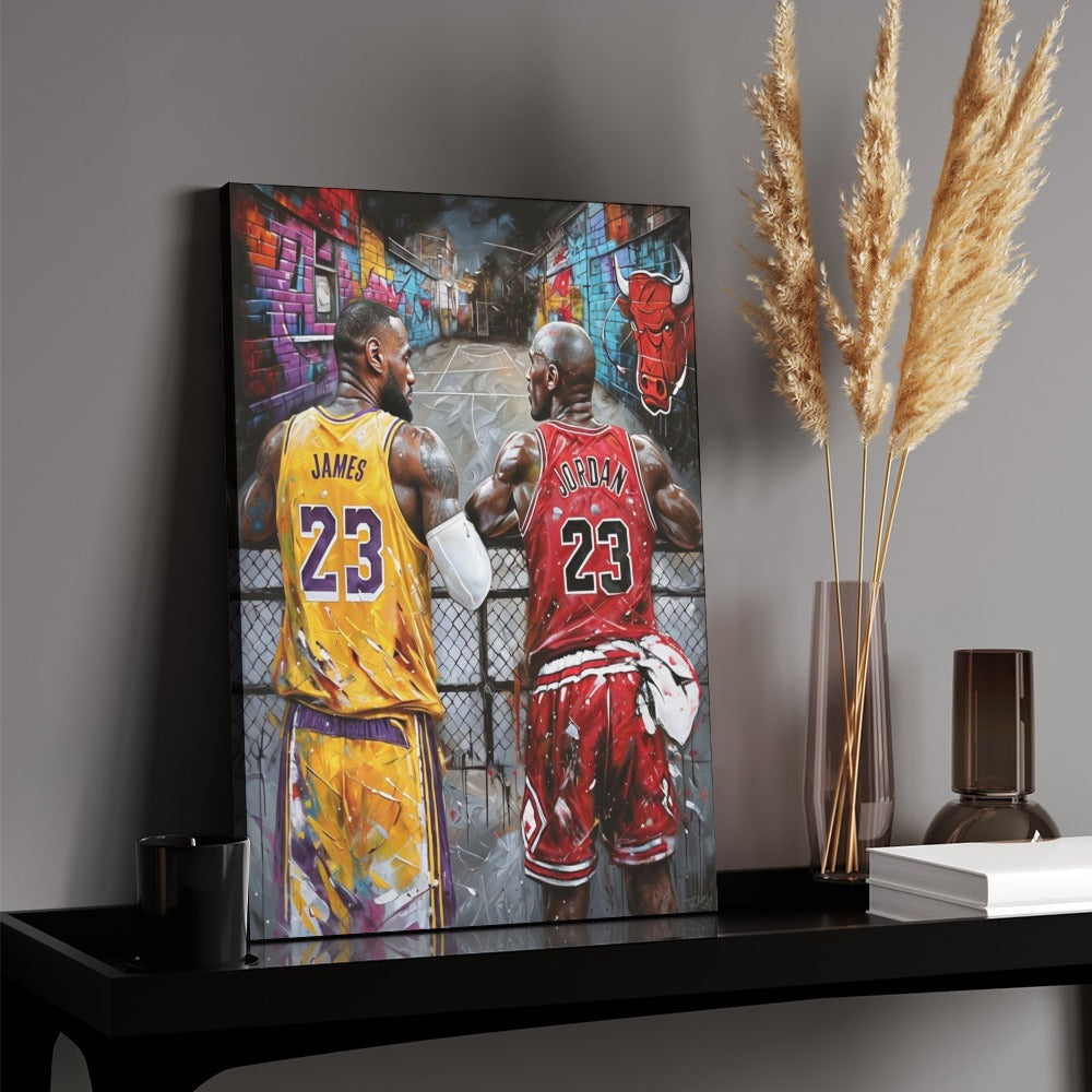 LeBron James & Michael Jordan Exclusive Framed Canvas – 18x24