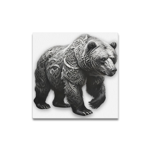 Bear Monochromatic Abstract Canvas Print – 16x16 Inch