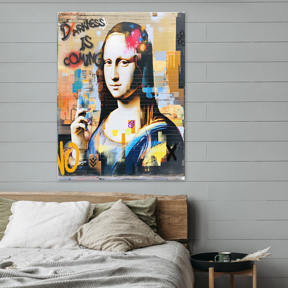 Mona Lisa Graffiti Street Art – Framed Canvas (18x24)