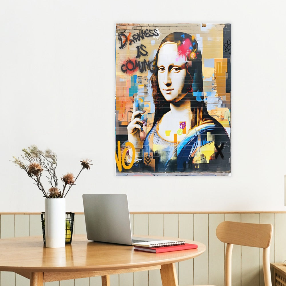 Mona Lisa Graffiti Street Art – Framed Canvas (18x24)