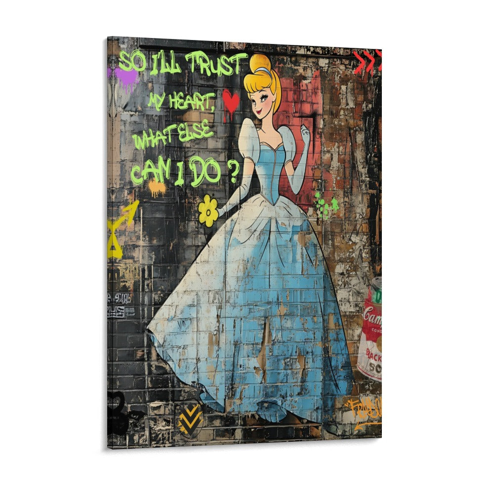 Cinderella Graffiti Street Art – Framed Canvas | Free Shipping