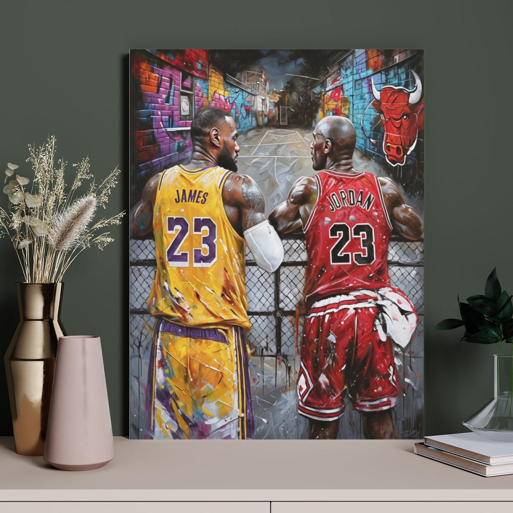 LeBron James & Michael Jordan Exclusive Framed Canvas – 18x24