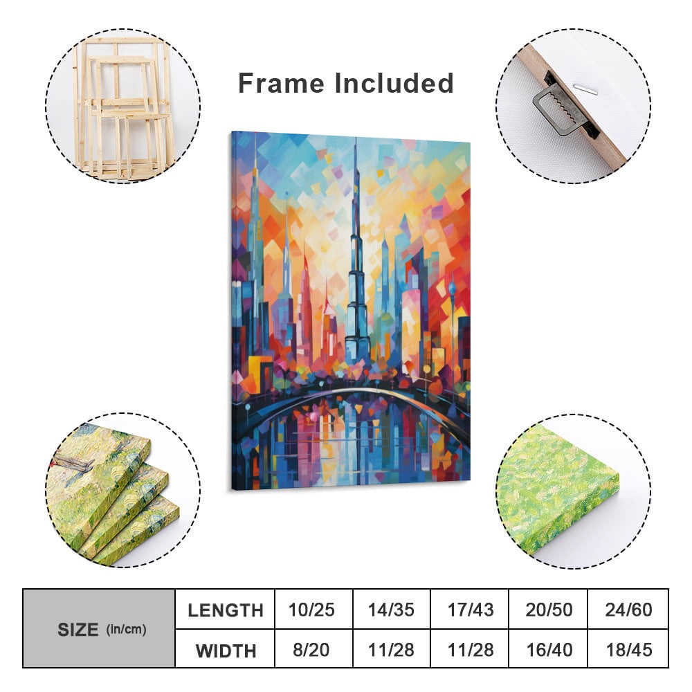 Abstract City Landscape – Oil Printed on Framed Canvas (18x24)