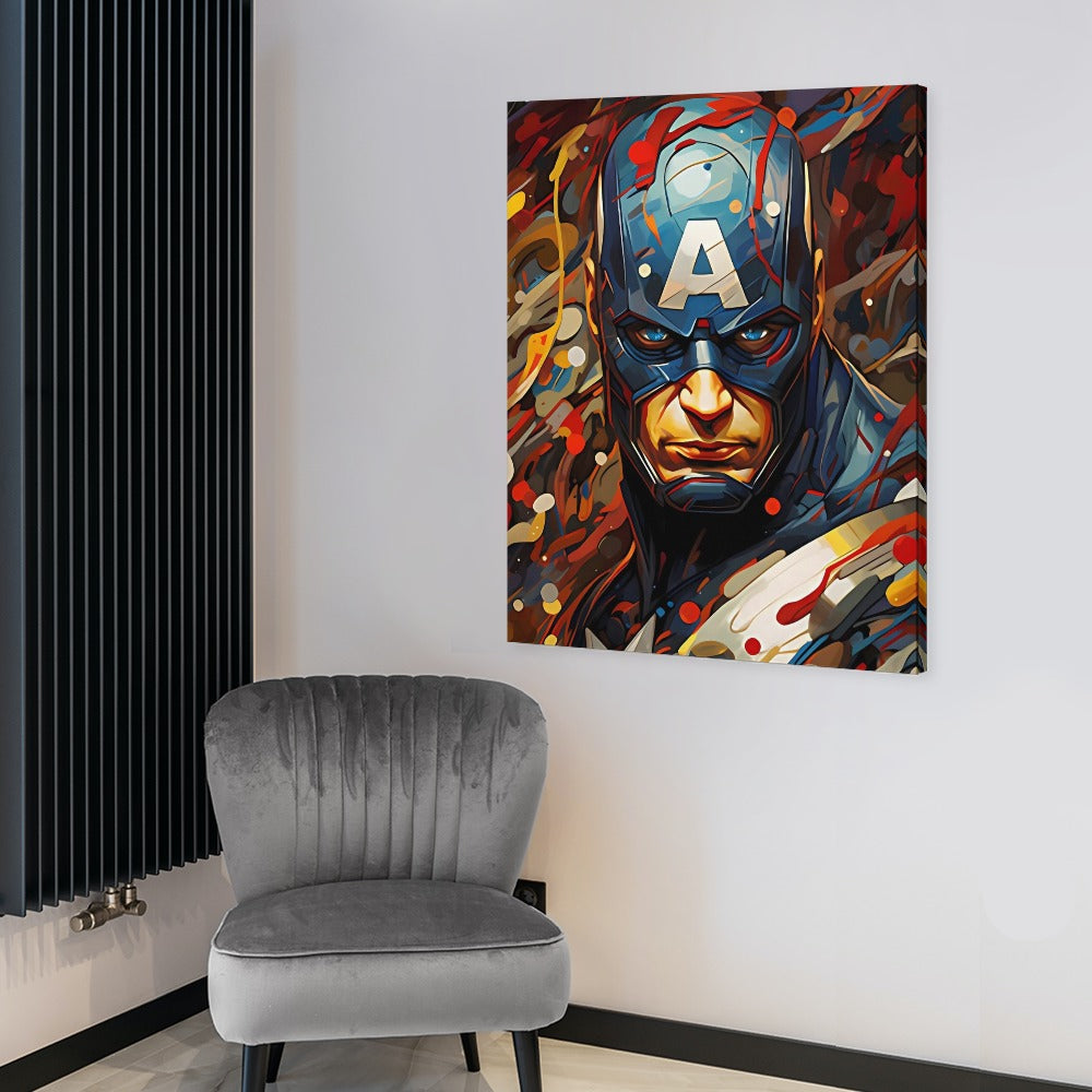 Captain America Graffiti Street Art – Framed Canvas (18x24)