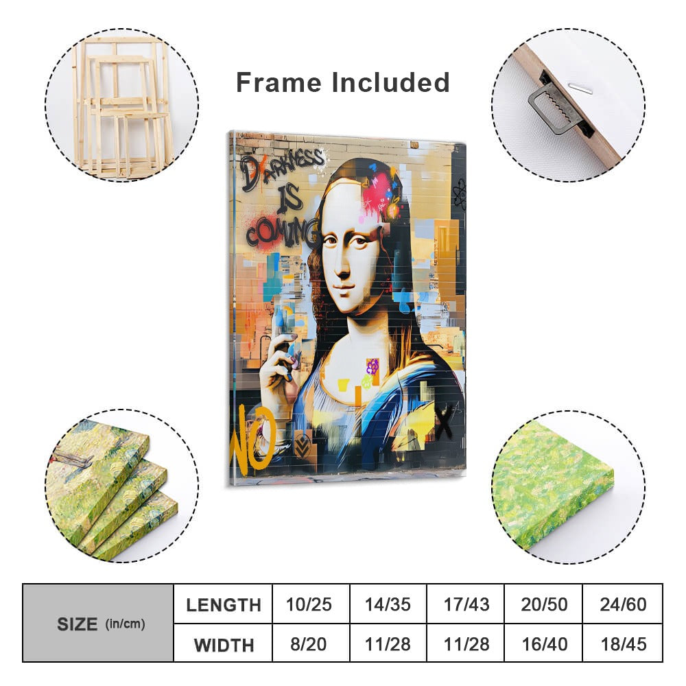 Mona Lisa Graffiti Street Art – Framed Canvas (18x24)