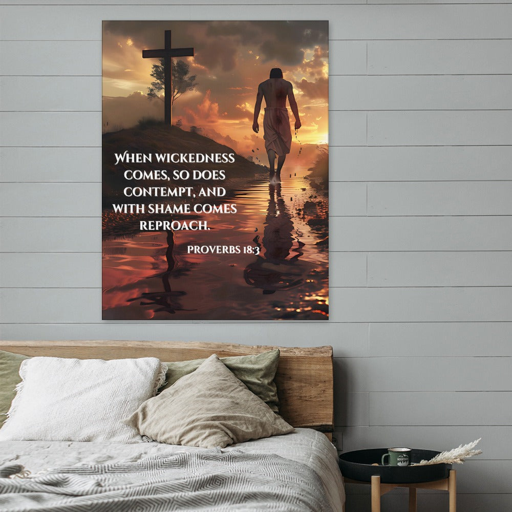 Proverbs 18:3 Canvas Wall Art – Inspirational Decor for Your Space