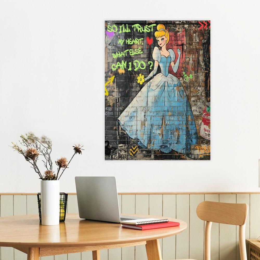 Cinderella Graffiti Street Art – Framed Canvas | Free Shipping