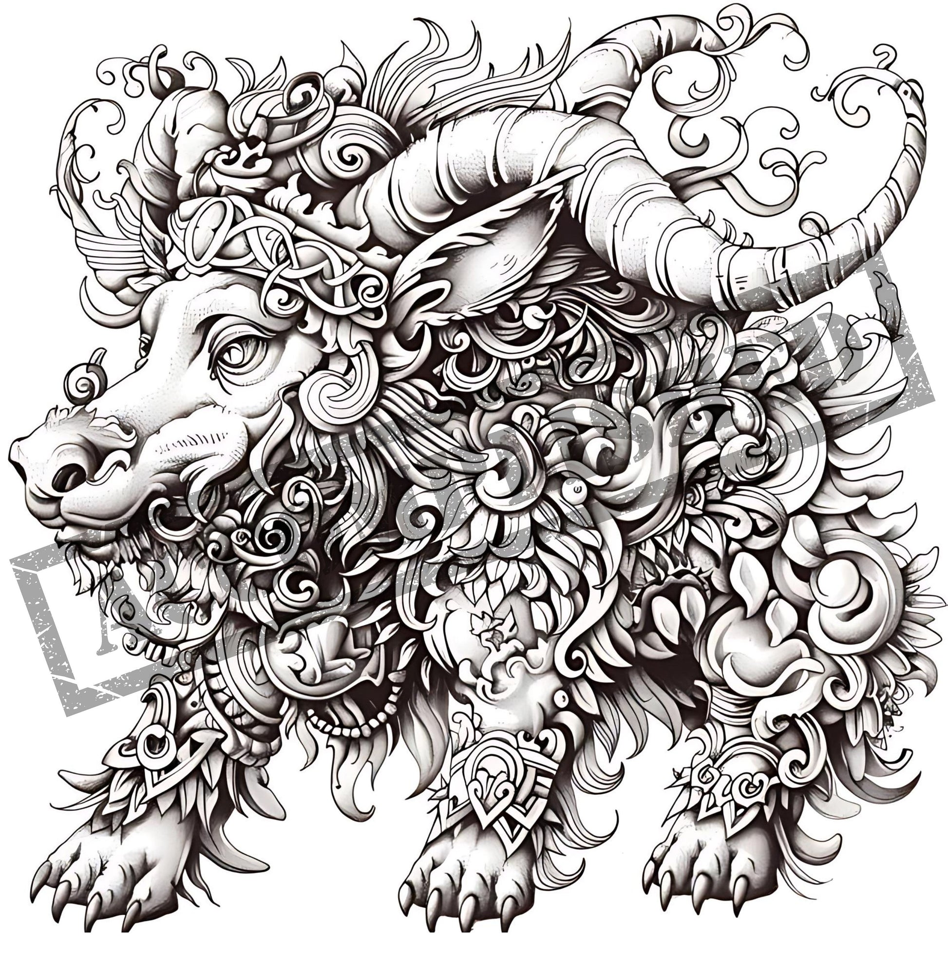 Mythical Beast Tattoo Design [ Digital Download ] - Bridgetown Artistry