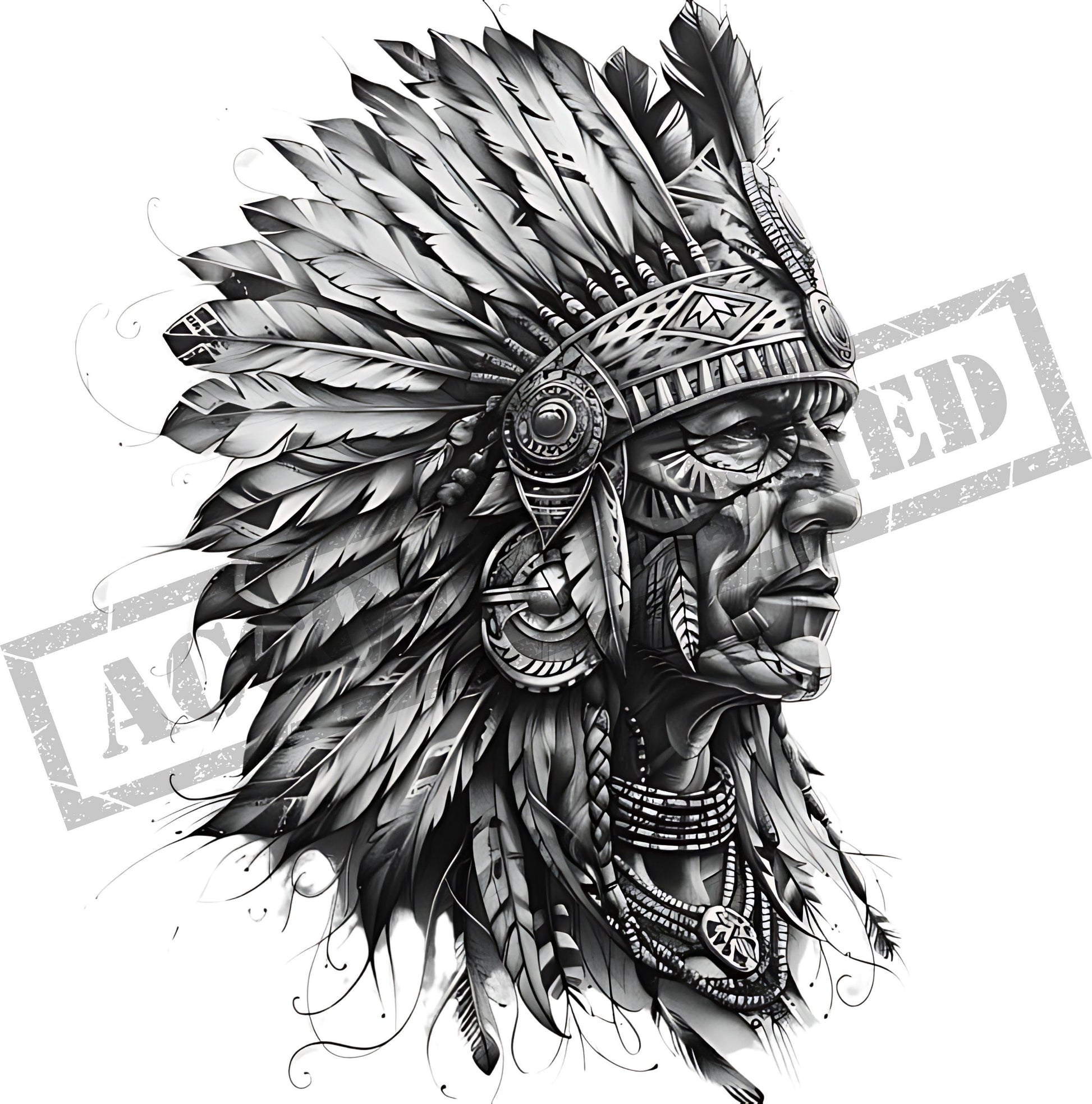 Indian Chief Tattoo Design [ Digital Download ] - Bridgetown Artistry