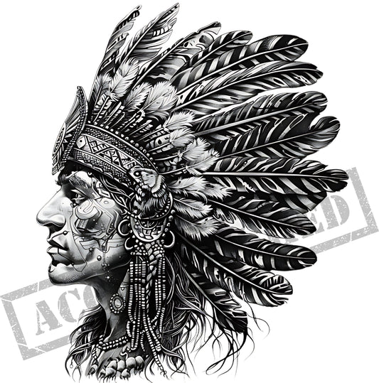 Indian Chief Tattoo Design [ Digital Download ] - Bridgetown Artistry