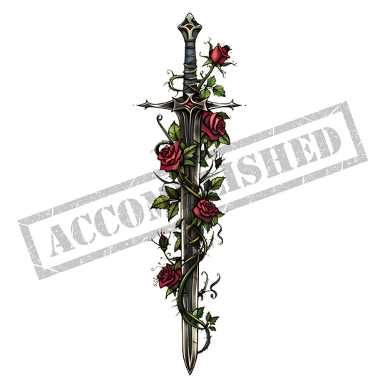 Sword and Roses Tattoo Design [ Digital Download ]