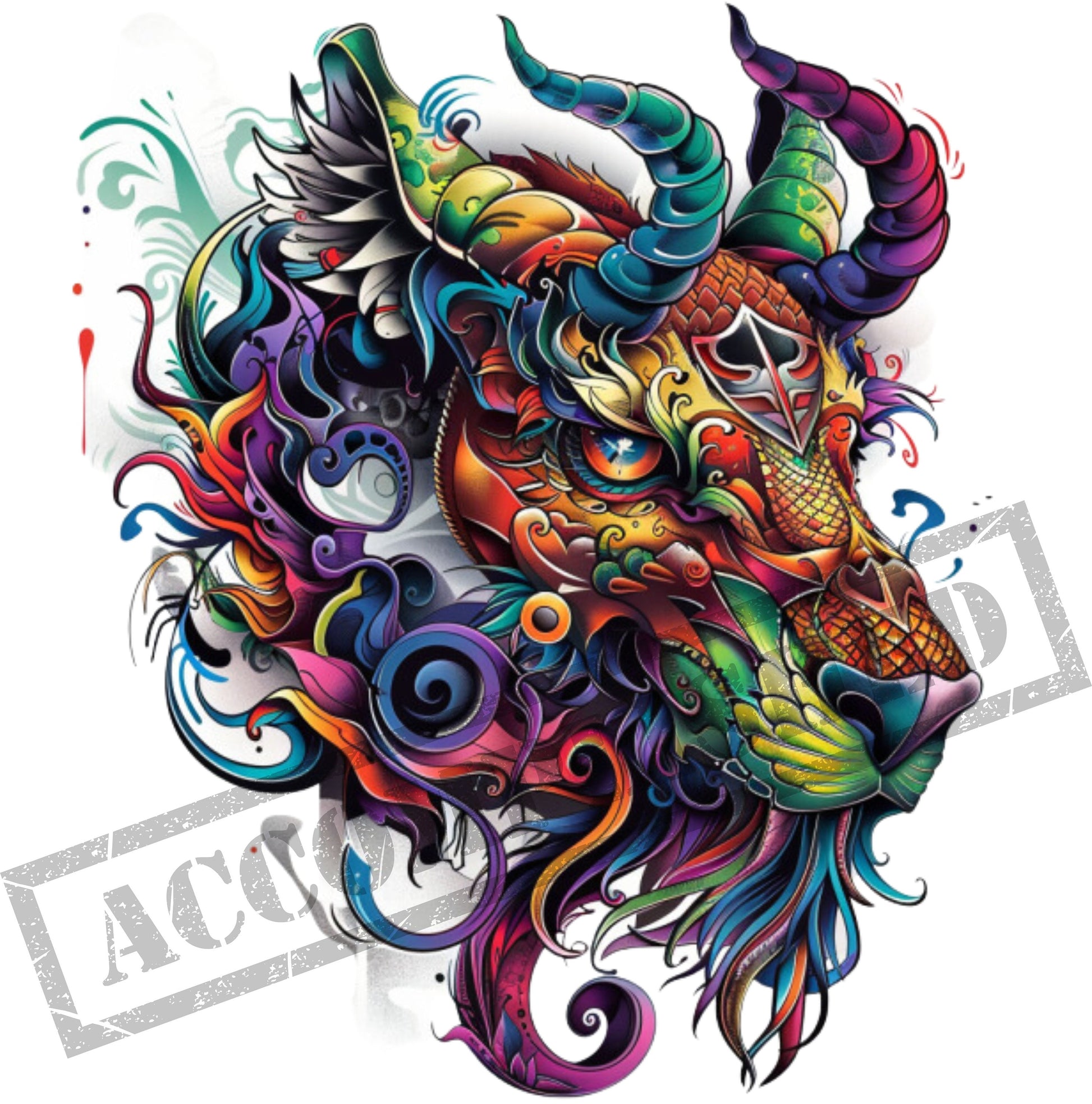 Ram New School Tattoo Design Style  [ Digital Download ] - Bridgetown Artistry